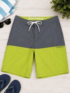 Red Camel Men's Size 30 Colorblock Board Swim Trunks Gray Green
